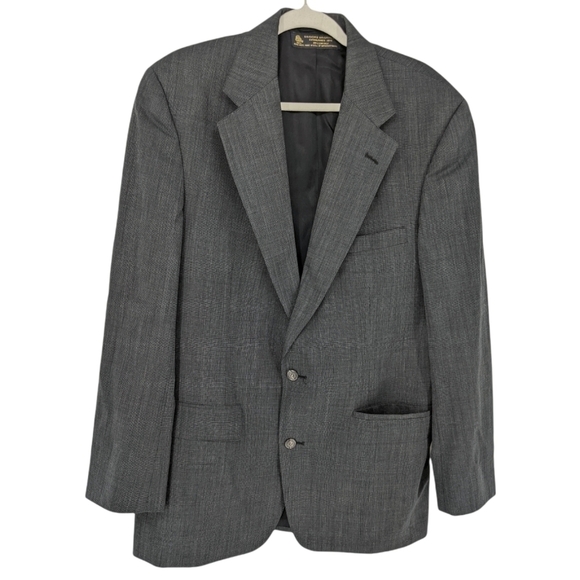 Vintage Brooks Brothers Sport Coat Suit Jacket Pure Wool Gray Two-Button 43L - Picture 1 of 12
